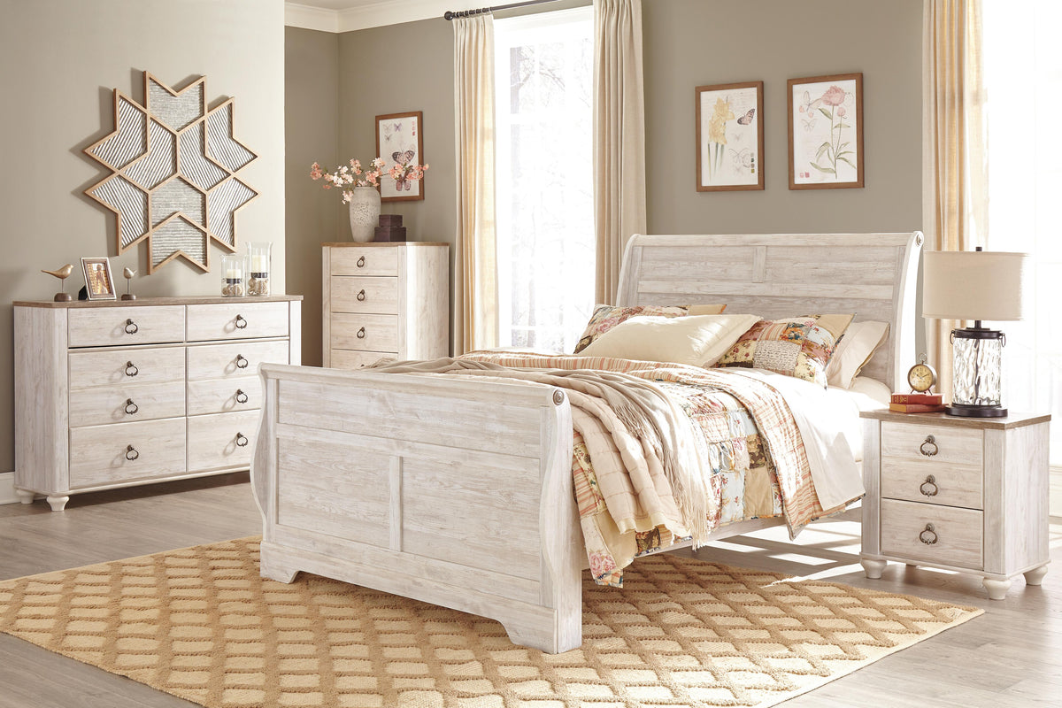 Willowton Whitewash King Sleigh Bed from Ashley - Luna Furniture