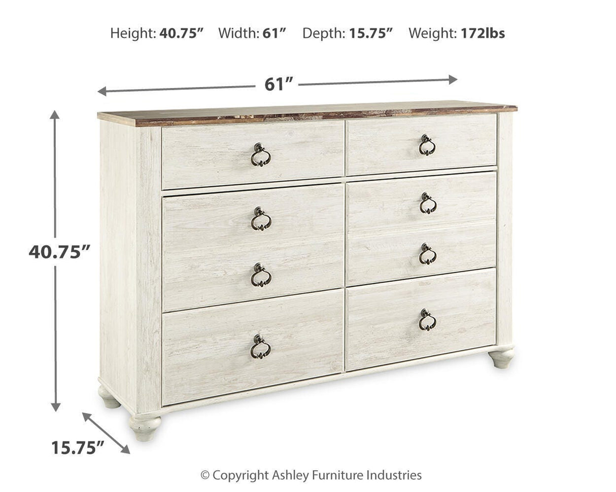 Willowton Queen Sleigh Bed, Dresser and Chest