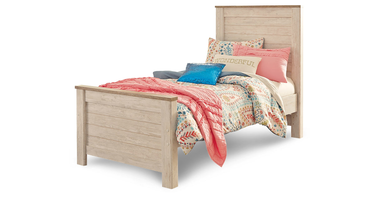 Willowton Whitewash Twin Panel Bed and Dresser from Ashley Furniture - Luna Furniture