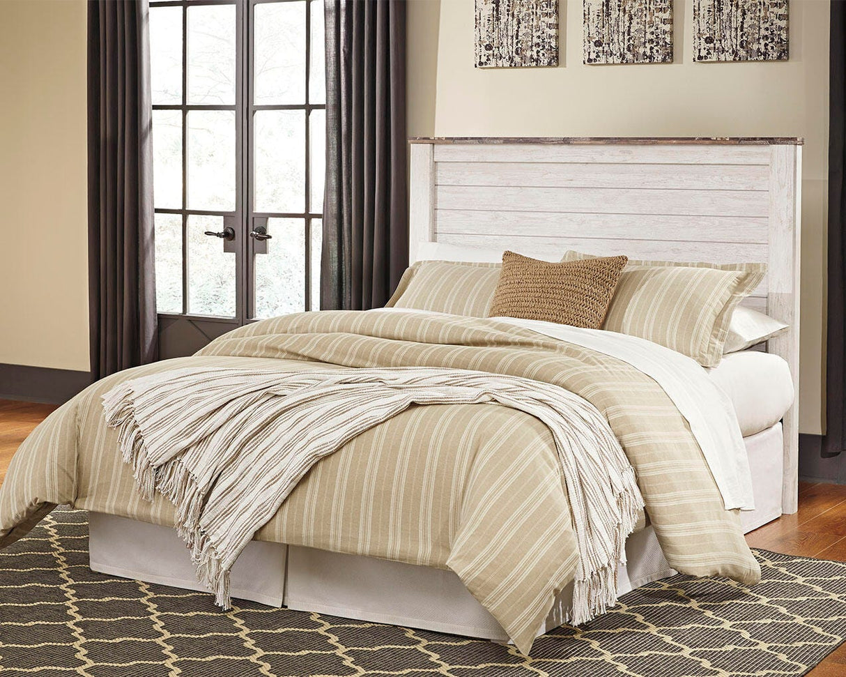 Willowton Queen/Full Panel Headboard Bed with Dresser in Whitewash from Ashley Furniture - Luna Furniture