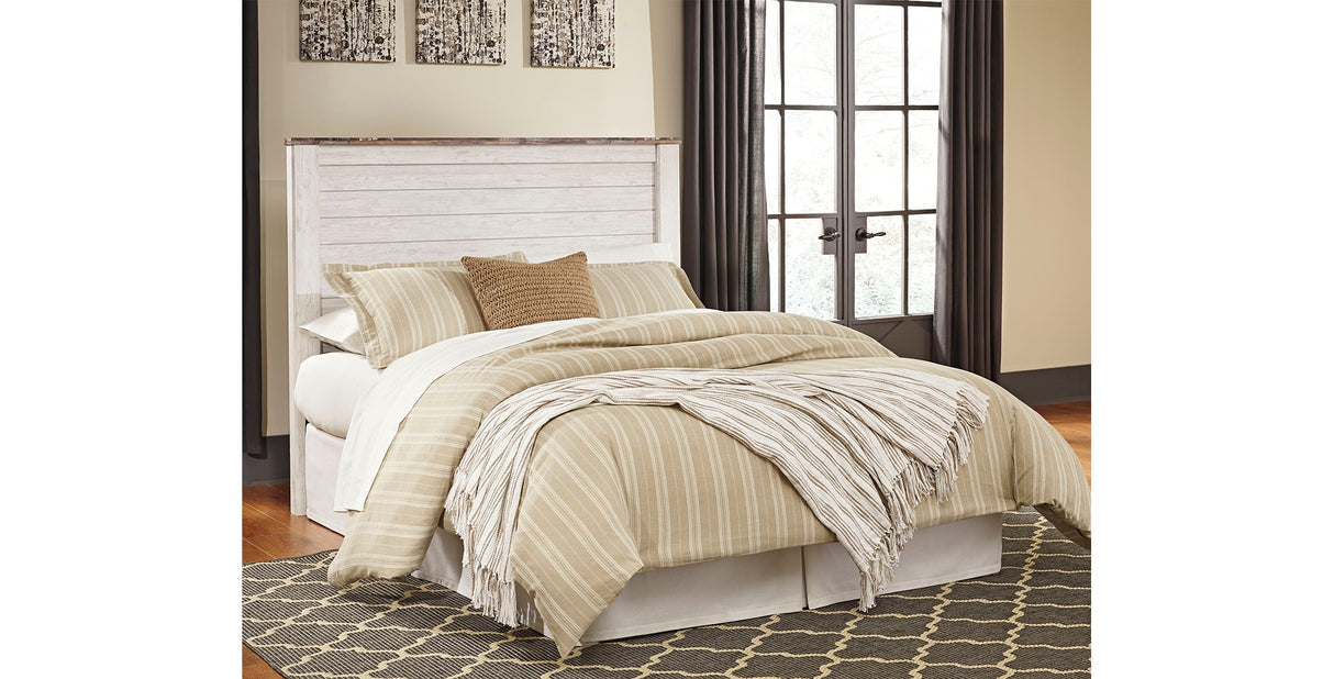 Willowton Queen/Full Panel Headboard Bed with Dresser in Whitewash from Ashley Furniture - Luna Furniture