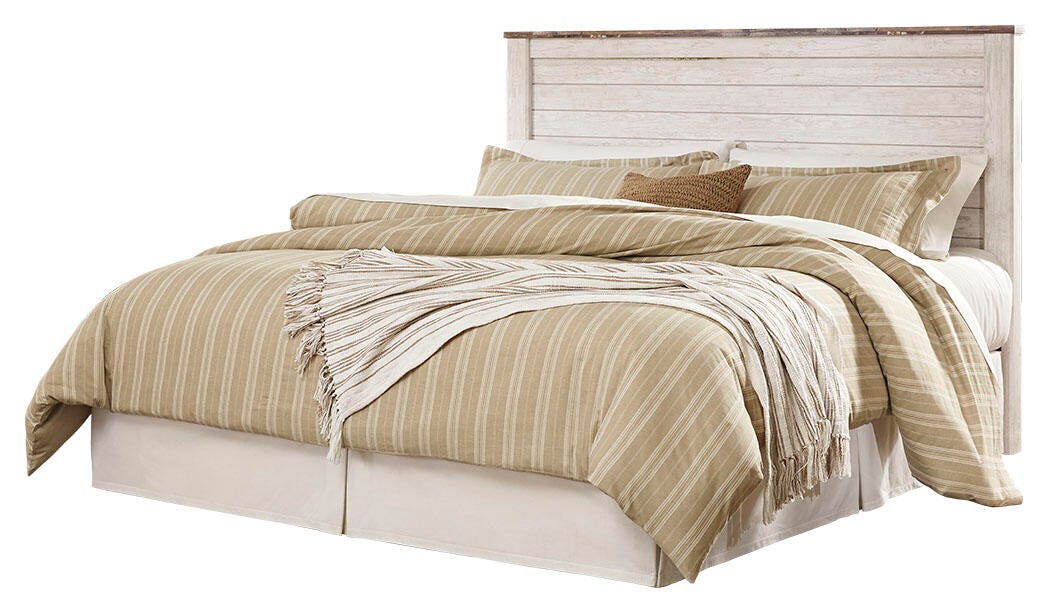 Willowton King/California King Panel Headboard Bed with Dresser in Whitewash from Ashley - Luna Furniture