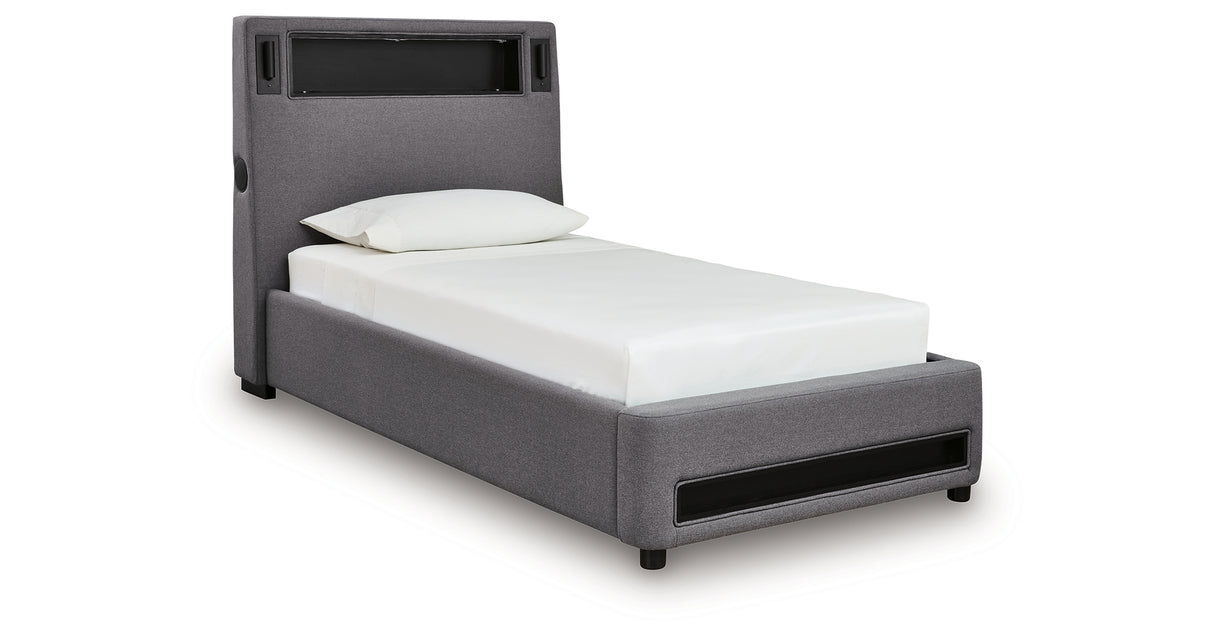 Verishaw Gray Twin Upholstered Bed from Ashley - Luna Furniture