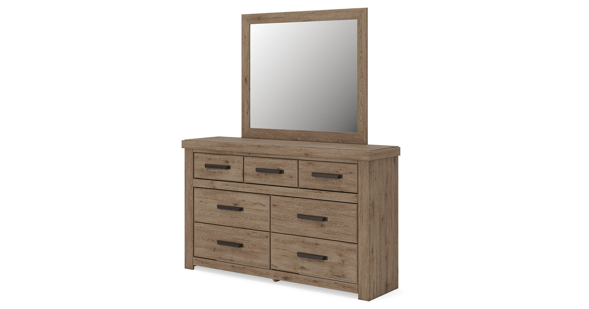 Oliandon Light Brown Dresser and Mirror from Ashley - Luna Furniture
