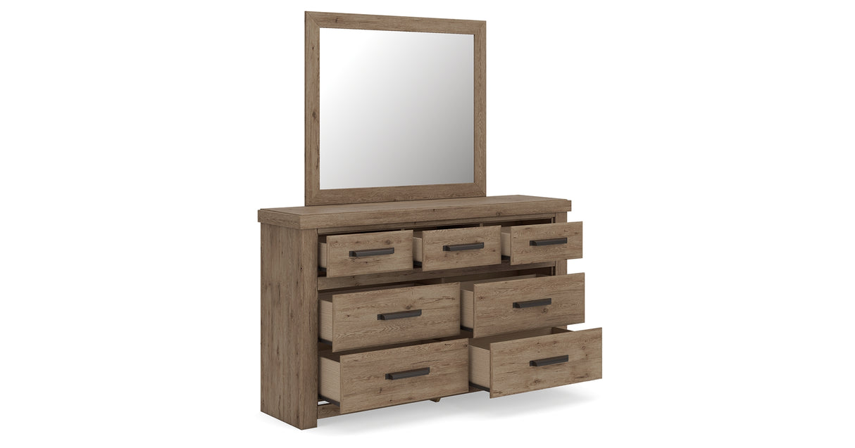 Oliandon Light Brown Dresser and Mirror from Ashley - Luna Furniture
