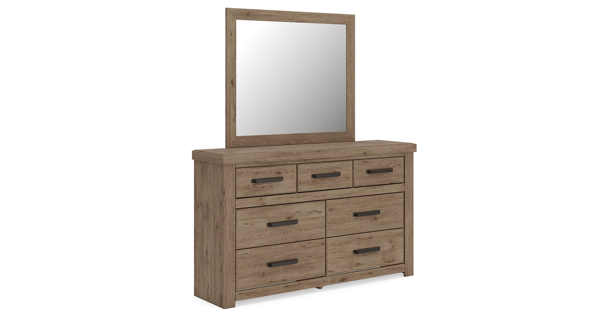 Oliandon Light Brown Dresser and Mirror from Ashley - Luna Furniture
