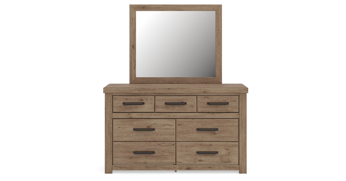 Oliandon Light Brown Dresser and Mirror from Ashley - Luna Furniture