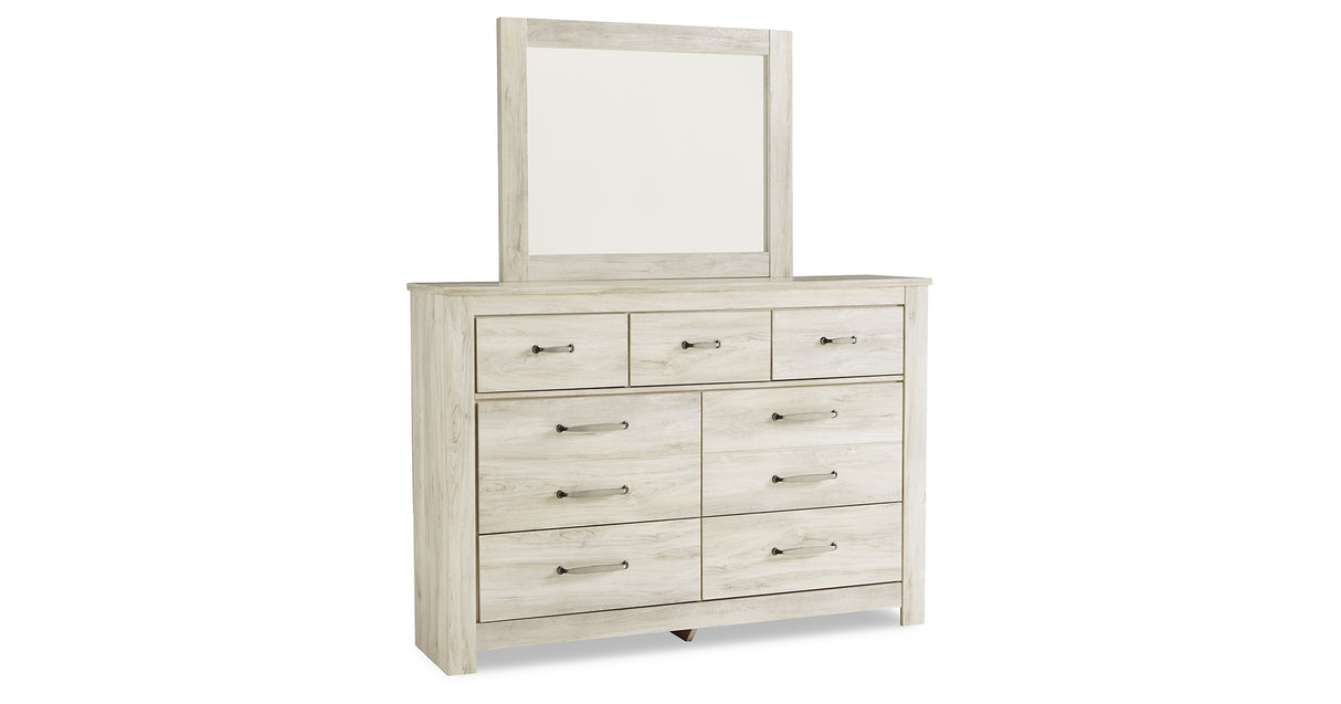 Bellaby Whitewash King Panel Storage Bed, Dresser, Mirror and 2 Nightstands from Ashley Furniture - Luna Furniture