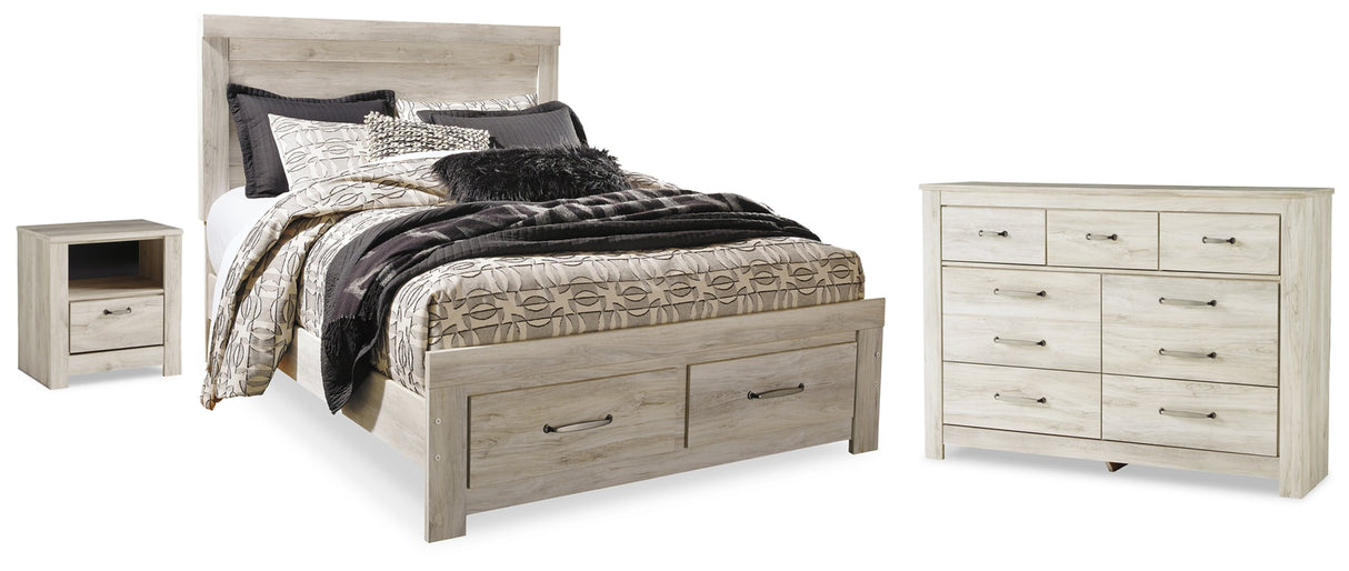 Bellaby Whitewash Queen Storage Panel Bed with Dresser and Nightstand from Ashley - Luna Furniture