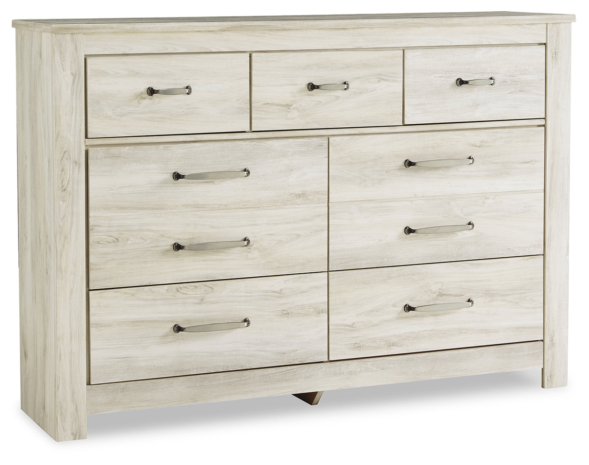 Bellaby Whitewash King Panel Storage Bed, Dresser, Mirror and Nightstand from Ashley - Luna Furniture