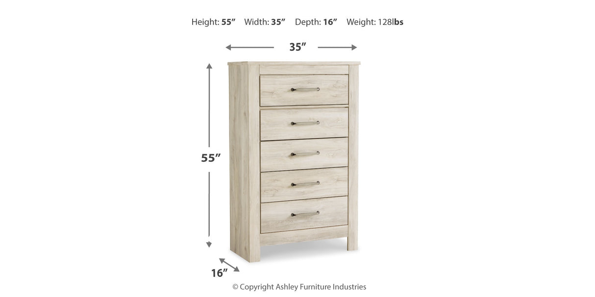 Bellaby Whitewash King Storage Bed, Dresser, Mirror, Chest and 2 Nightstands from Ashley Furniture - Luna Furniture