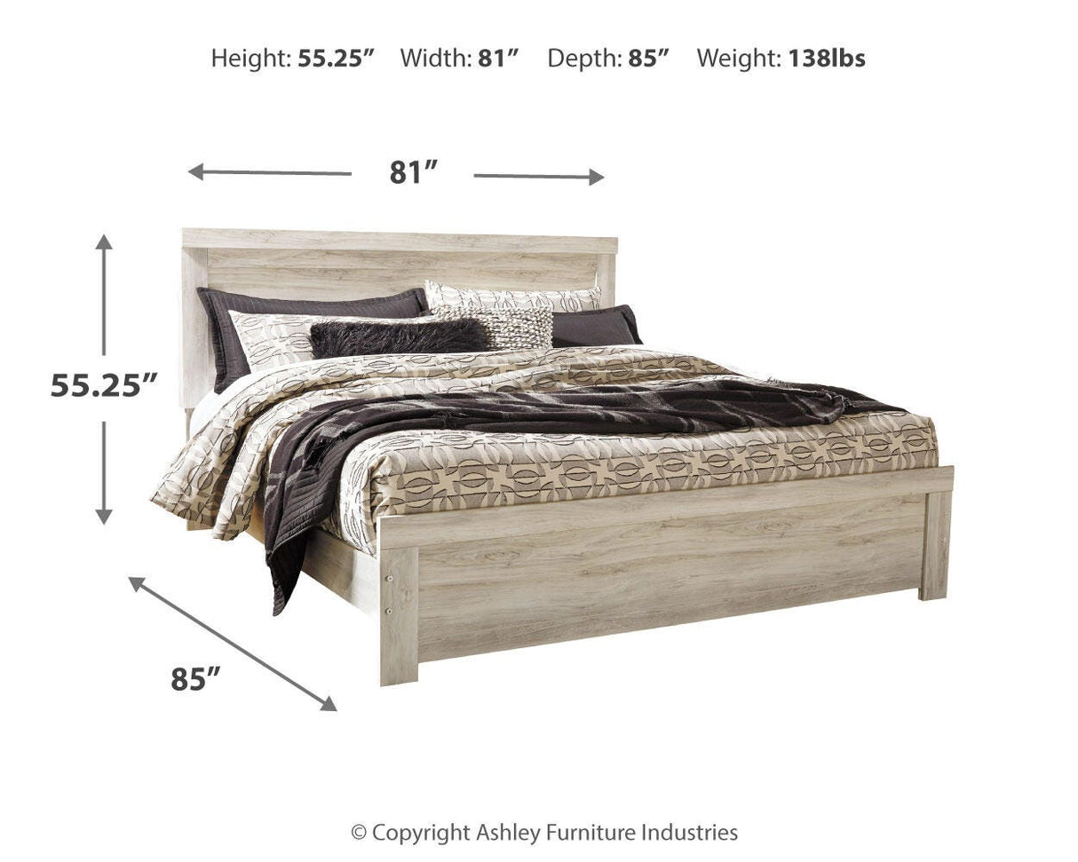 Bellaby Whitewash King Panel Bed and 2 Nightstands from Ashley - Luna Furniture