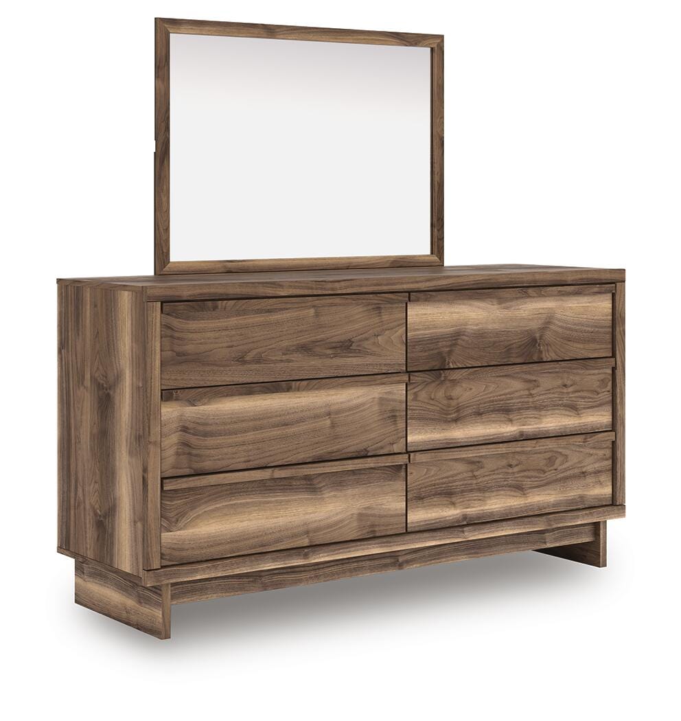 Chirason Brown Queen Bed with Mirrored Dresser from Ashley Furniture - Luna Furniture