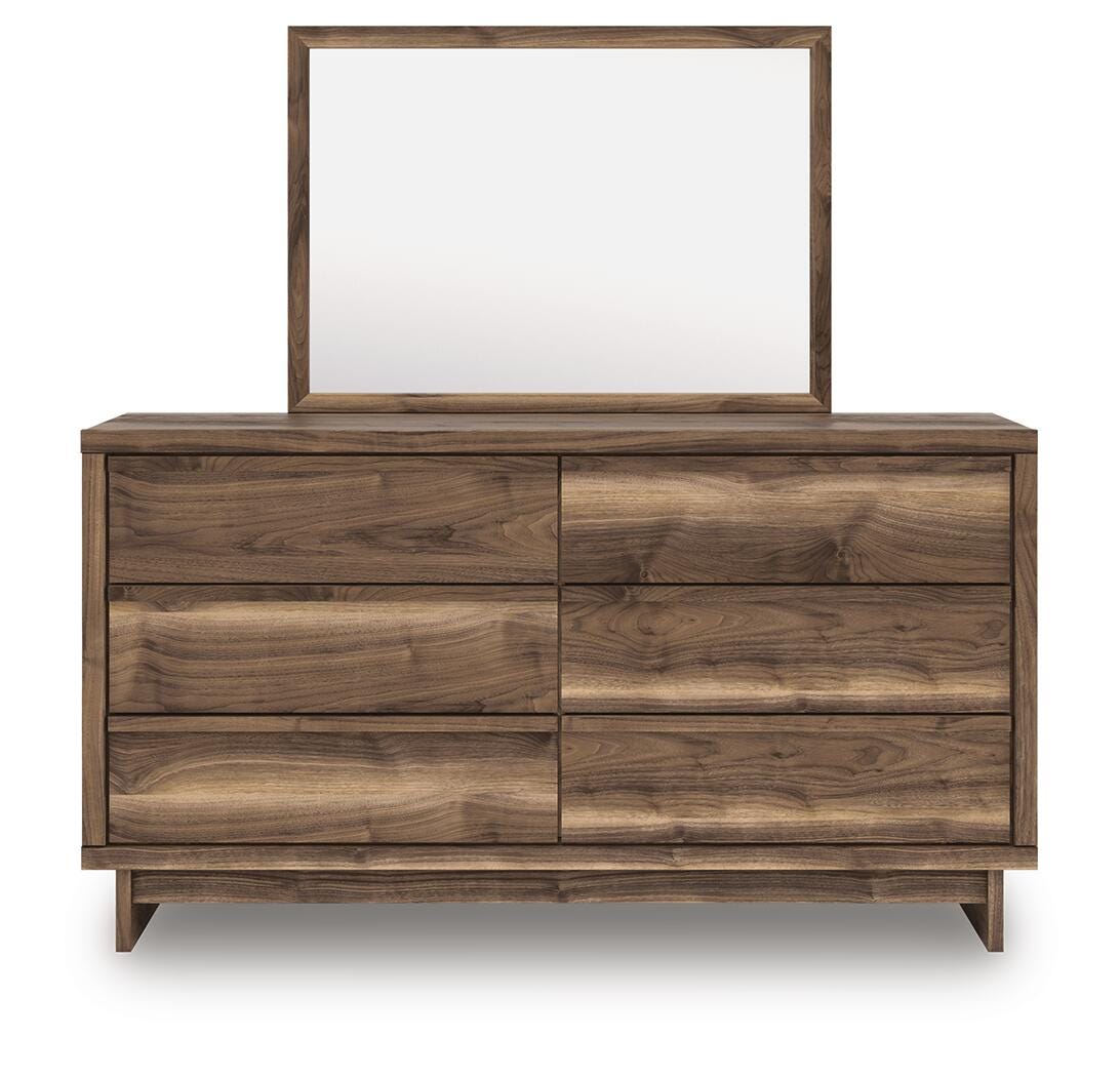 Chirason Brown Queen Bed with Mirrored Dresser from Ashley Furniture - Luna Furniture