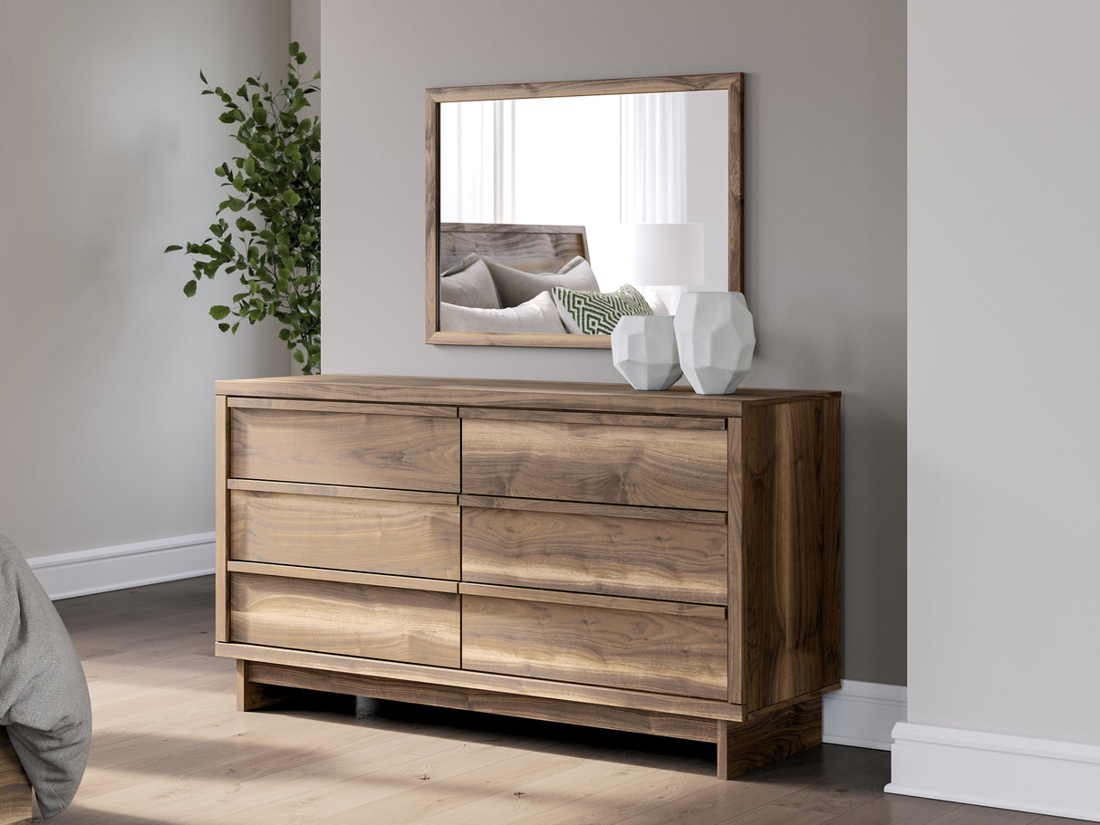 Chirason Brown Queen Bed with Mirrored Dresser from Ashley Furniture - Luna Furniture