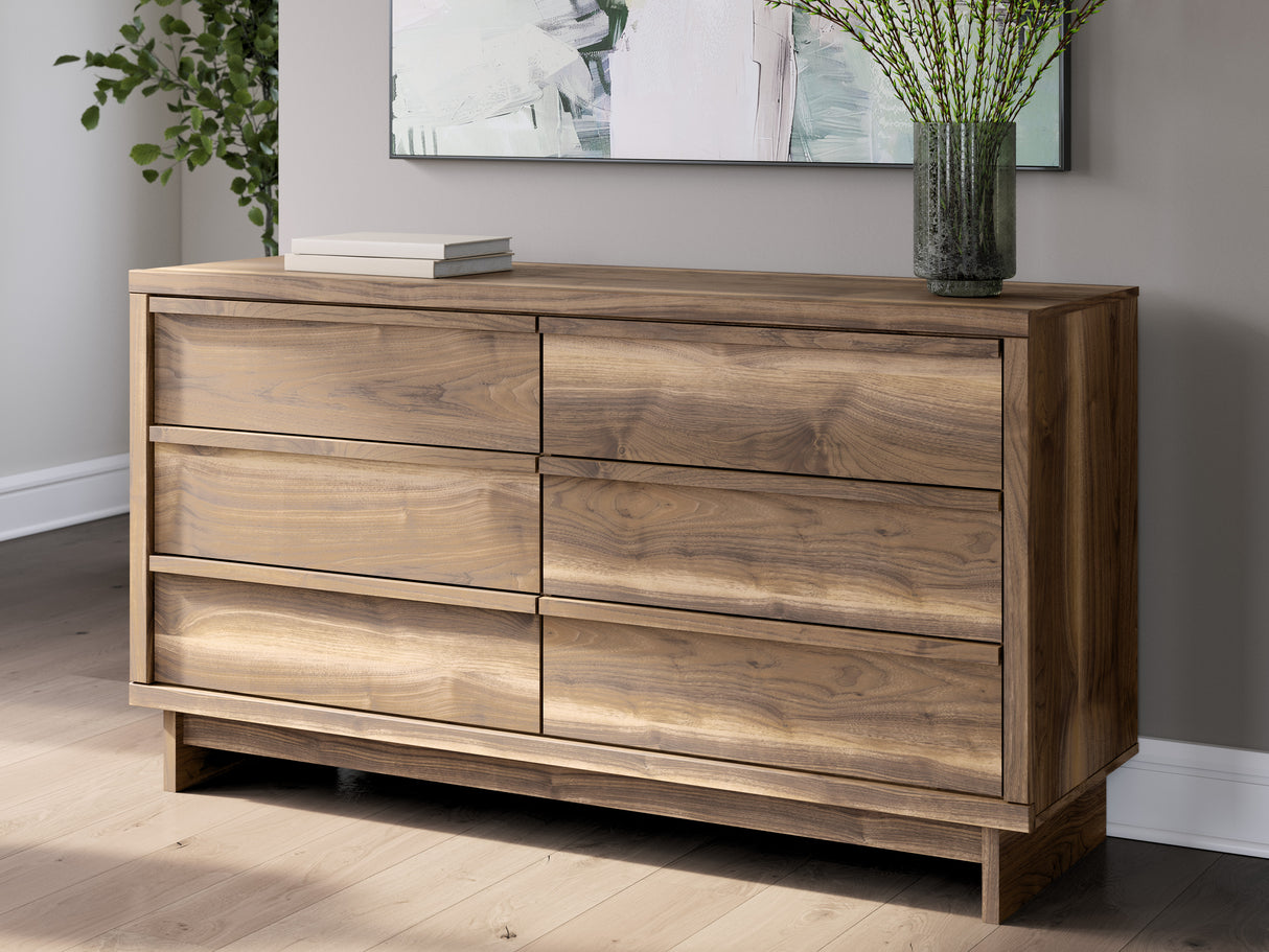 Chirason Sage Green California King Upholstered Bed with Mirrored Dresser, Nightstand and Wide Chest from Ashley Furniture - Luna Furniture