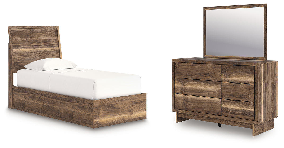 Chirason Twin Panel Platform Bed, Dresser and Mirror from Ashley Furniture - Luna Furniture