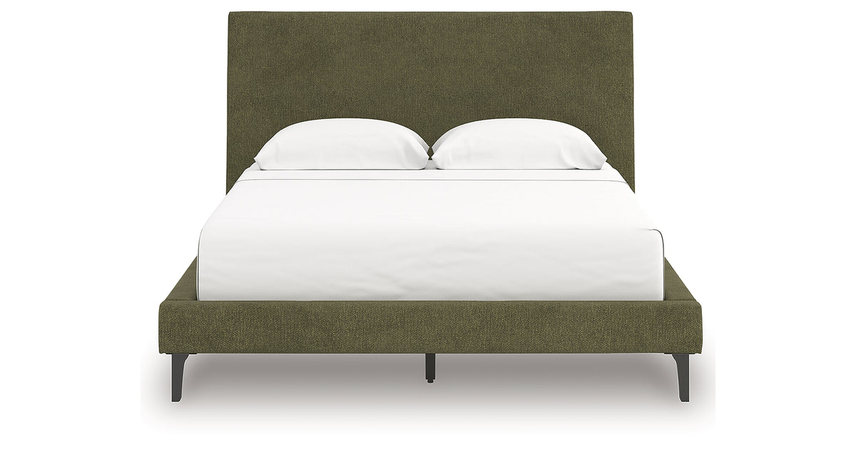 Chirason Sage Green Queen Upholstered Bed with Roll Slats from Ashley Furniture - Luna Furniture