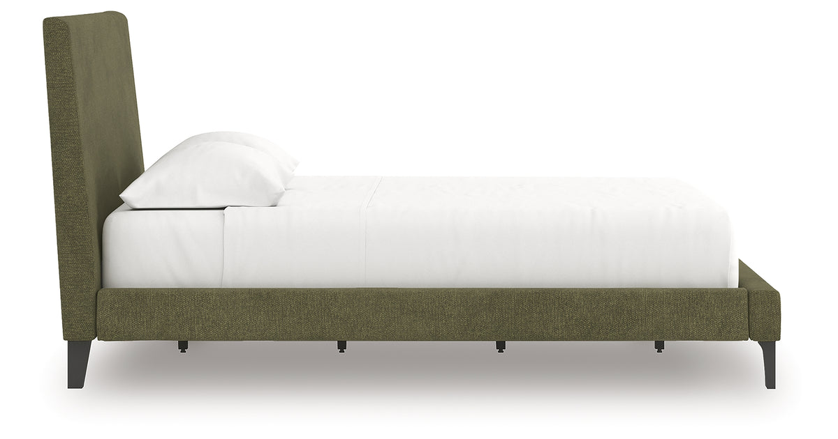 Chirason Sage Green Queen Upholstered Bed with Roll Slats from Ashley Furniture - Luna Furniture