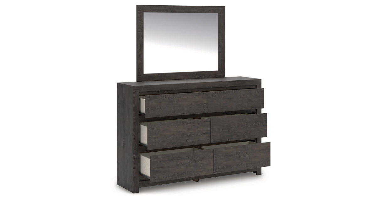 Fraluna Charcoal Queen Panel Bed, Dresser and Mirror from Ashley Furniture - Luna Furniture