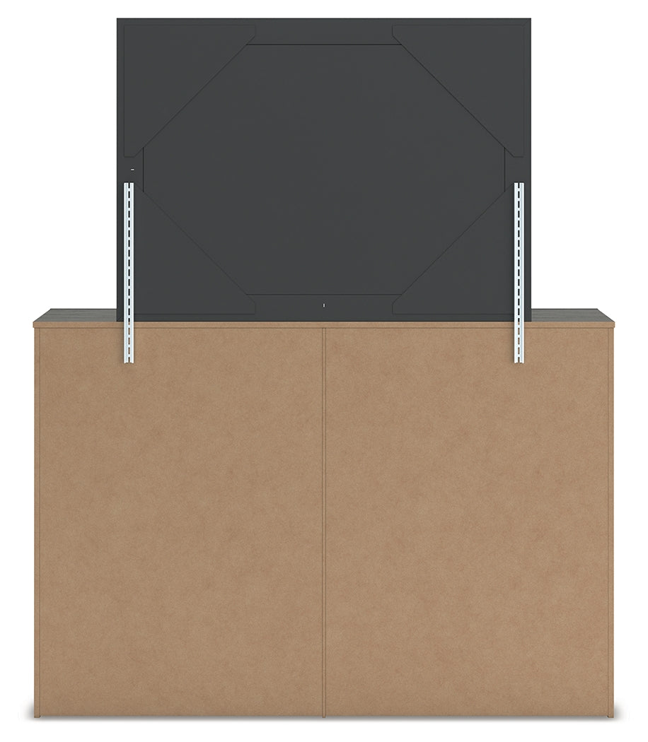 Fraluna Charcoal Queen Panel Storage Bed, Dresser and Mirror from Ashley Furniture - Luna Furniture