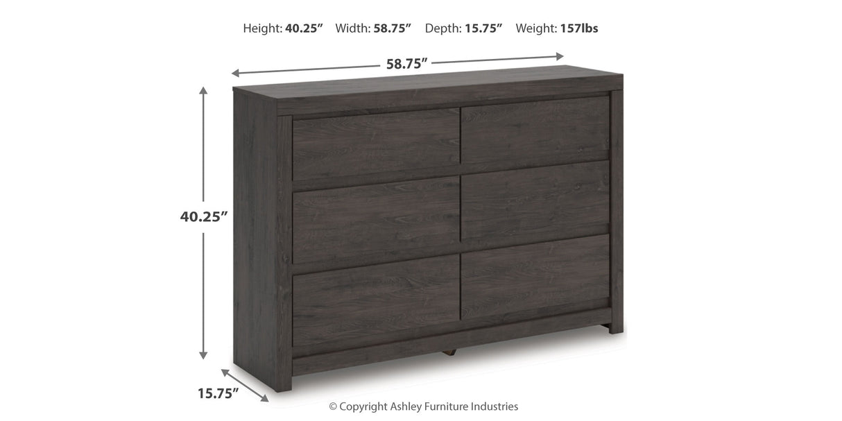 Fraluna Queen Panel Storage Bed with Dresser and Nightstand in Charcoal from Ashley Furniture - Luna Furniture