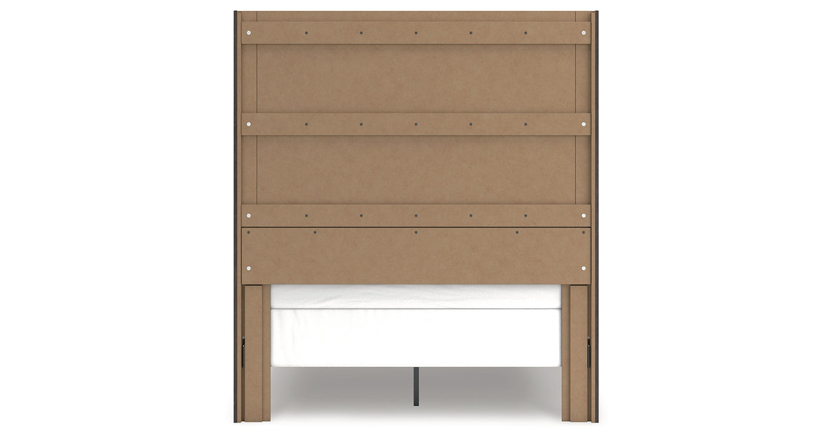 Fraluna Queen Panel Bed with Mirrored Dresser, Chest and 2 Nightstands in Charcoal from Ashley Furniture - Luna Furniture