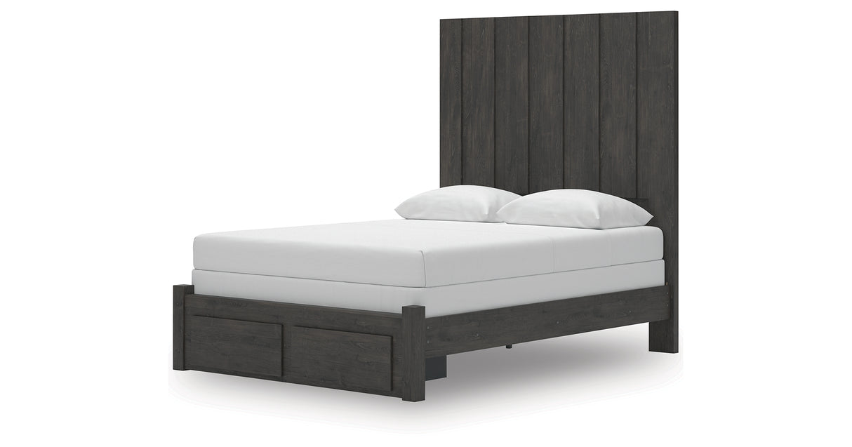 Fraluna Queen Panel Storage Bed with Mirrored Dresser, Chest and Nightstand in Charcoal from Ashley Furniture - Luna Furniture