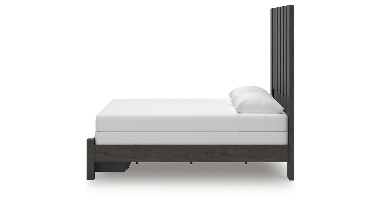 Fraluna Queen Panel Storage Bed with Dresser in Charcoal from Ashley Furniture - Luna Furniture