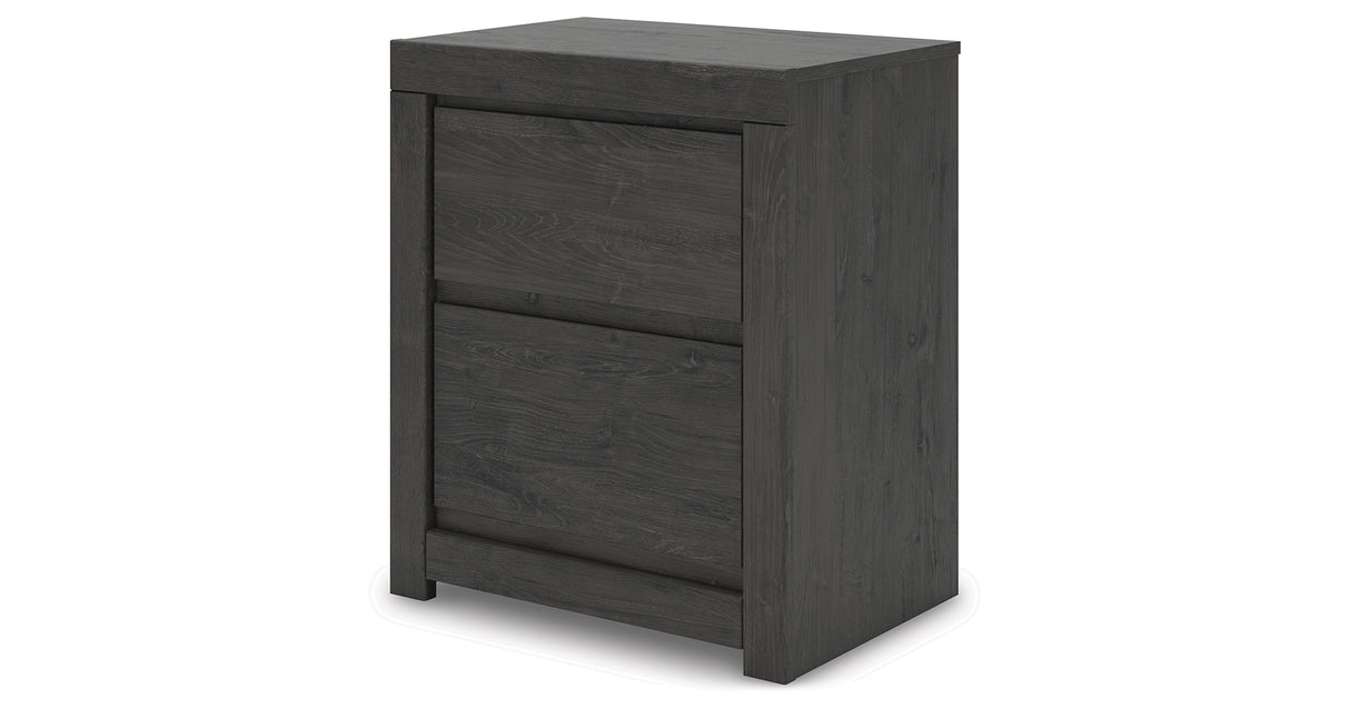Fraluna King Panel Bed with Mirrored Dresser, Chest and Nightstand in Charcoal from Ashley Furniture - Luna Furniture