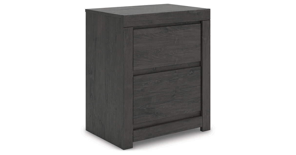 Fraluna King Panel Storage Bed with Mirrored Dresser, Chest and Nightstand in Charcoal from Ashley Furniture - Luna Furniture