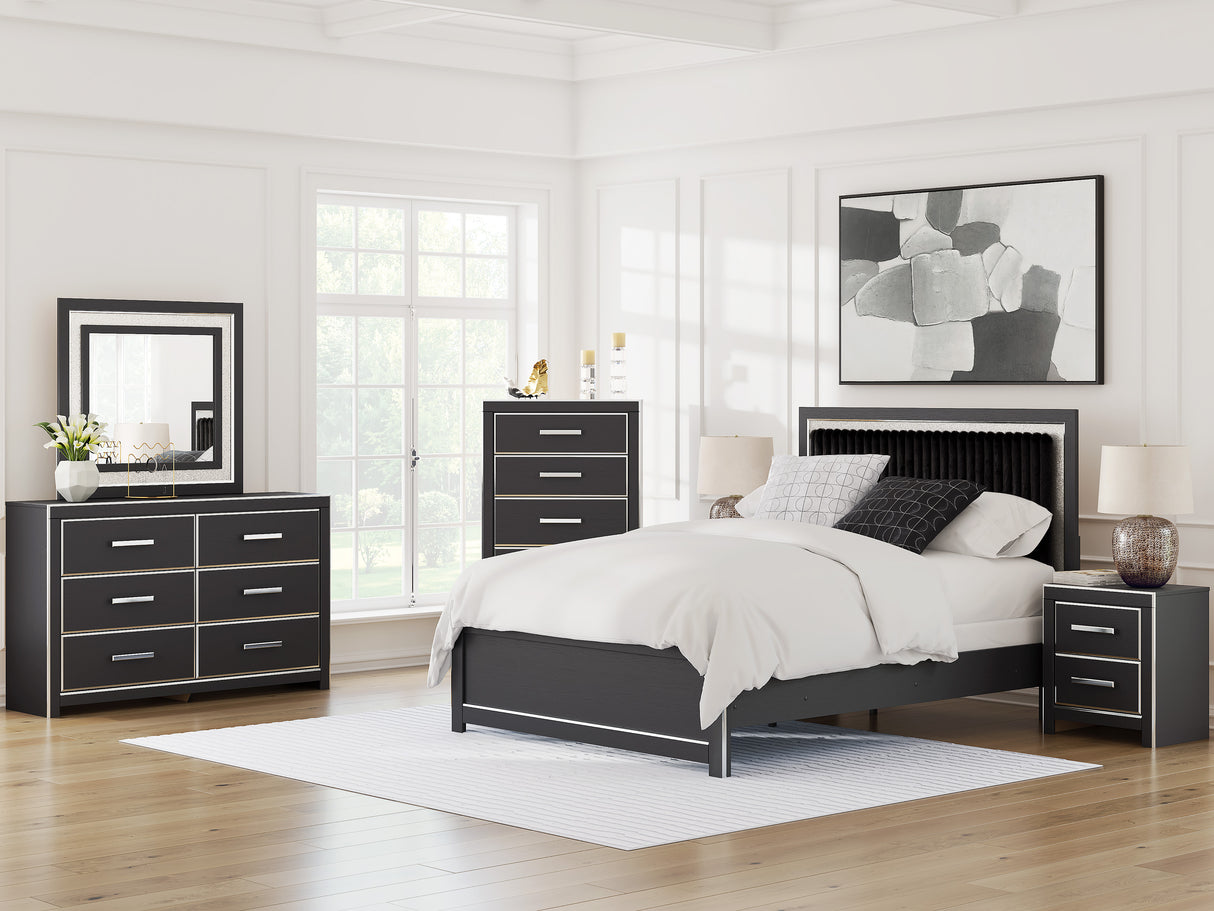 Zuraleus Black Upholstered Panel Bedroom Set from Ashley Furniture - Luna Furniture