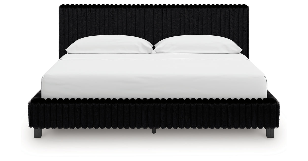 Zuraleus Black California King Upholstered Bed from Ashley Furniture - Luna Furniture