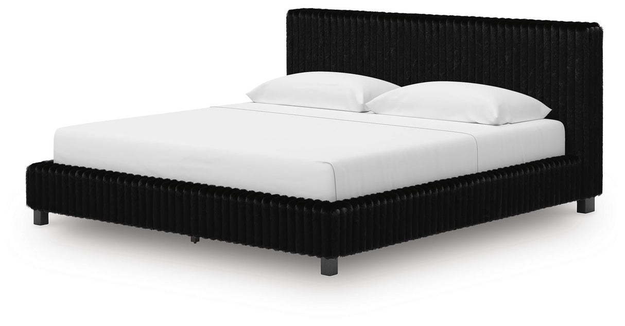 Zuraleus Black King Upholstered Bed, 2 Chests and 2 Nightstands from Ashley - Luna Furniture