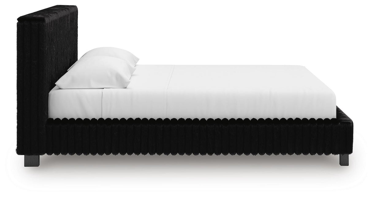 Zuraleus Black King Upholstered Bed, 2 Chests and 2 Nightstands from Ashley - Luna Furniture