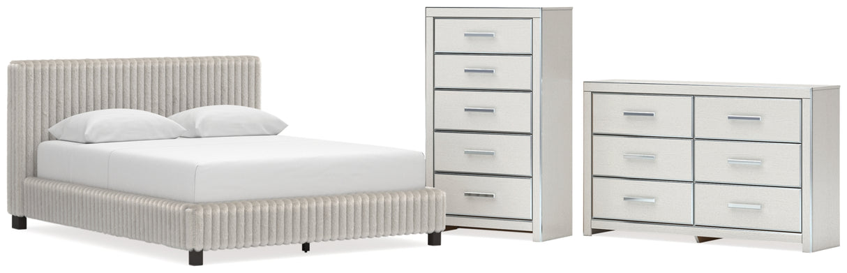 Zuraleus White Queen Upholstered Bed with Dresser and Chest from Ashley Furniture - Luna Furniture
