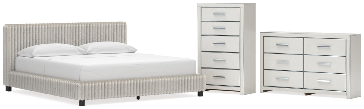 Zuraleus White California King Upholstered Bed with Dresser and Chest from Ashley Furniture - Luna Furniture