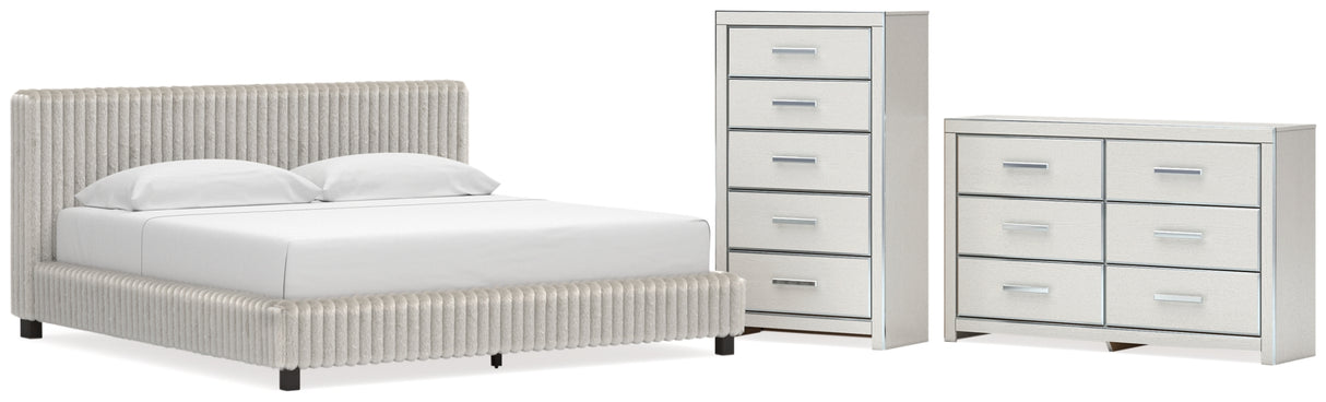 Zuraleus White King Upholstered Bed with Dresser and Chest from Ashley Furniture - Luna Furniture