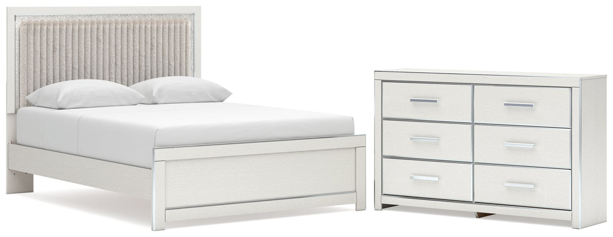 Zuraleus White Queen Upholstered Panel Bed with Dresser from Ashley - Luna Furniture