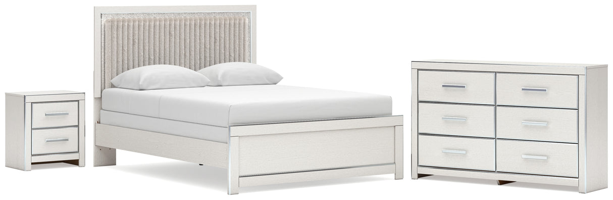 Zuraleus White Queen Upholstered Panel Bed with Dresser and Nightstand from Ashley - Luna Furniture