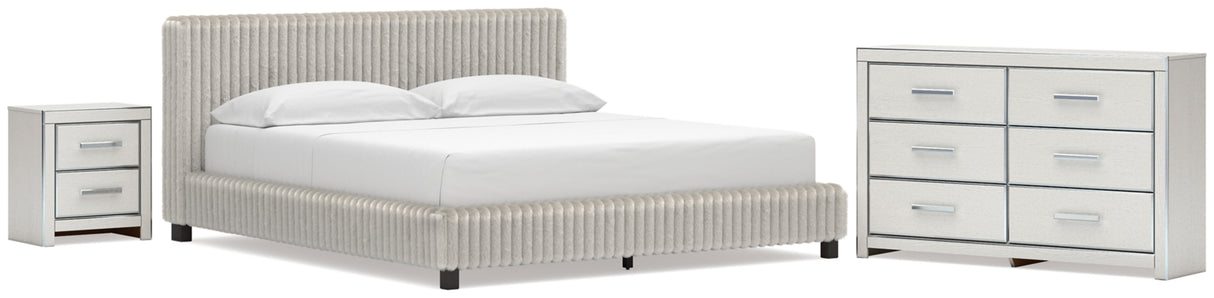 Zuraleus White California King Upholstered Bed with Dresser and Nightstand from Ashley - Luna Furniture