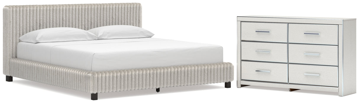 Zuraleus White California King Upholstered Bed with Dresser from Ashley Furniture - Luna Furniture