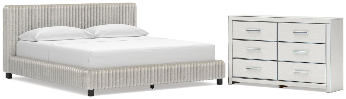Zuraleus White California King Upholstered Bed with Dresser from Ashley Furniture - Luna Furniture