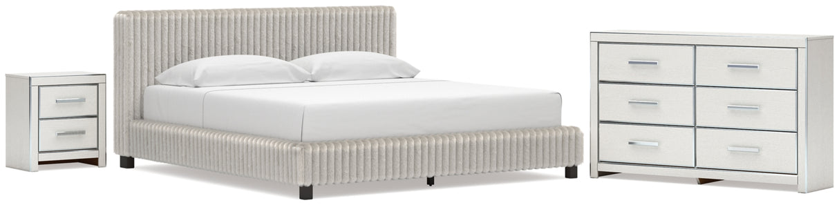 Zuraleus White King Upholstered Bed with Dresser and Nightstand from Ashley - Luna Furniture