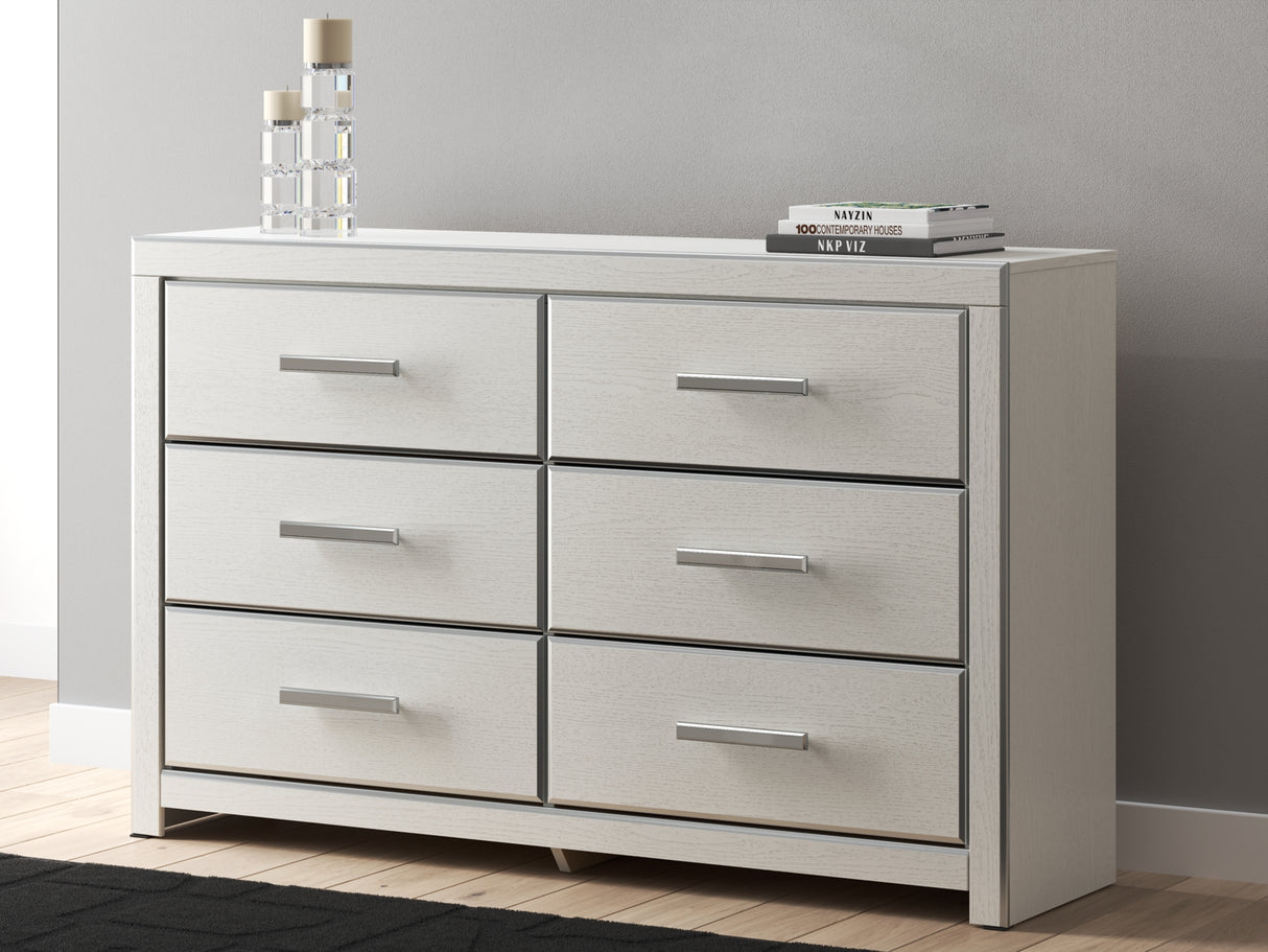 Zuraleus White Queen Upholstered Panel Bed with Dresser and Chest from Ashley - Luna Furniture