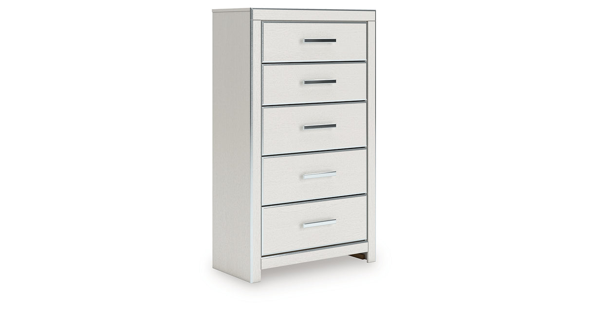 Zuraleus White California King Upholstered Bed with Mirrored Dresser and Chest from Ashley - Luna Furniture