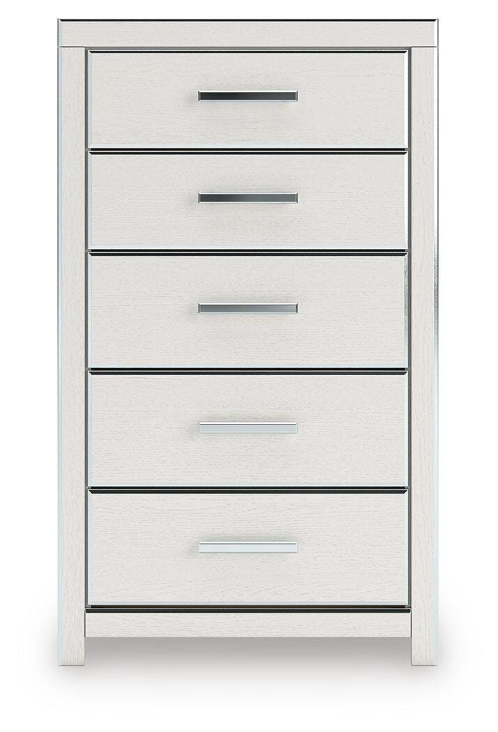 Zuraleus White Queen Upholstered Panel Bed with Mirrored Dresser and Nightstand from Ashley - Luna Furniture