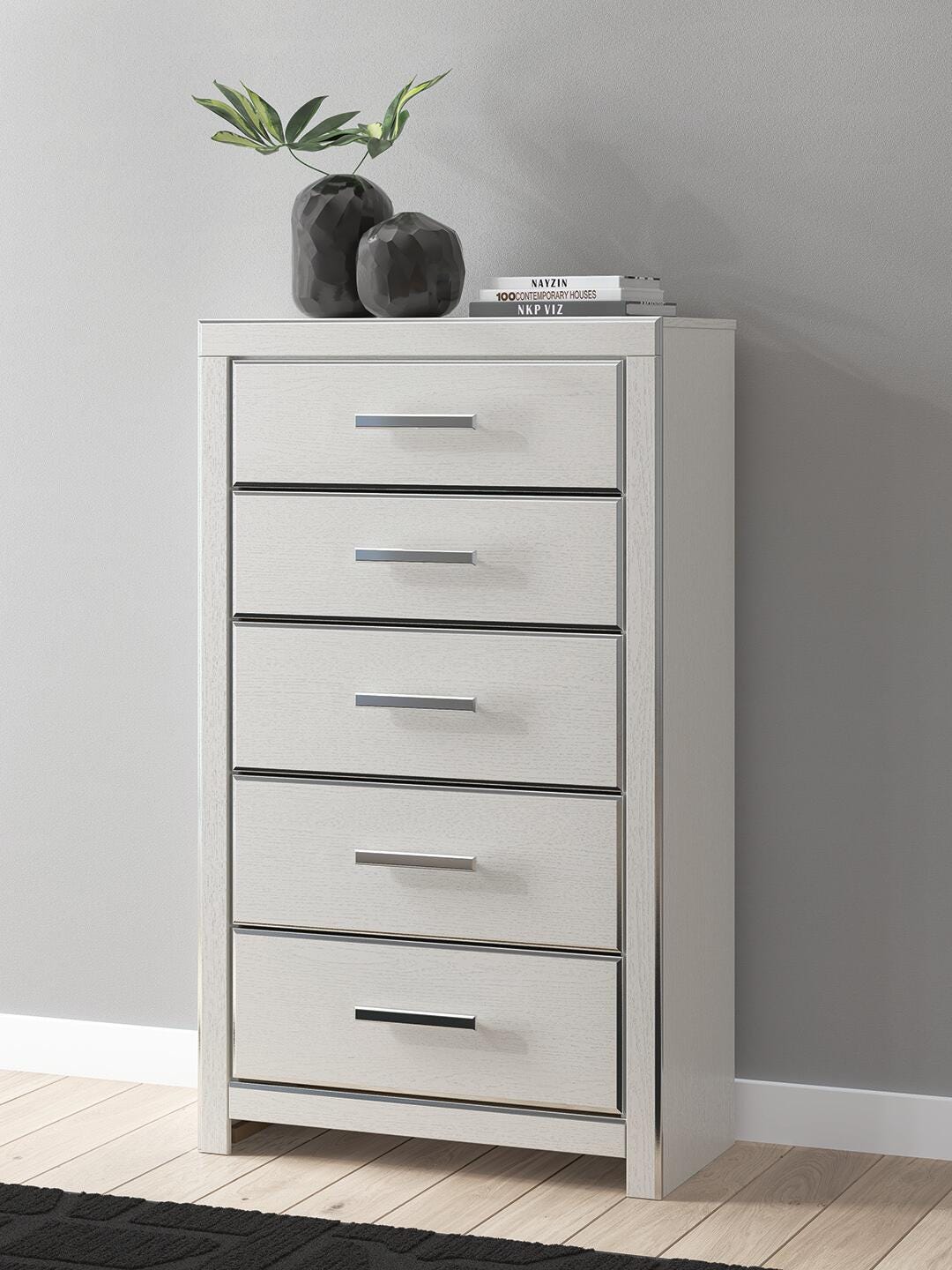 Zuraleus White Queen Upholstered Panel Bed with Mirrored Dresser and Nightstand from Ashley - Luna Furniture