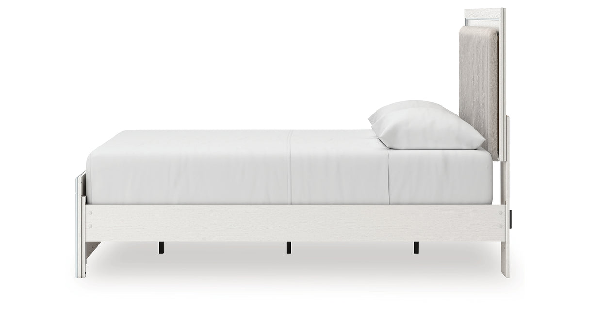 Zuraleus White Queen Upholstered Panel Bed with Mirrored Dresser and Nightstand from Ashley - Luna Furniture