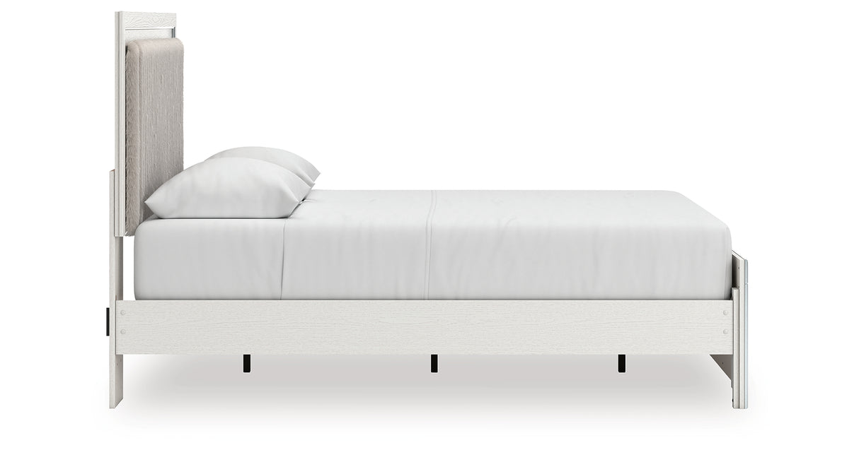 Zuraleus White Queen Upholstered Panel Bed with Mirrored Dresser and Nightstand from Ashley - Luna Furniture